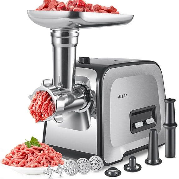 ALTRA LIFE 3 in 1 Meat Grinder, 2800W MaxElectric Sausage Stuffer with 2 Cutting Blades & 3 Plates, Sausage Tube & Kibbe Kit for Home Use,Storage Box, MG090S