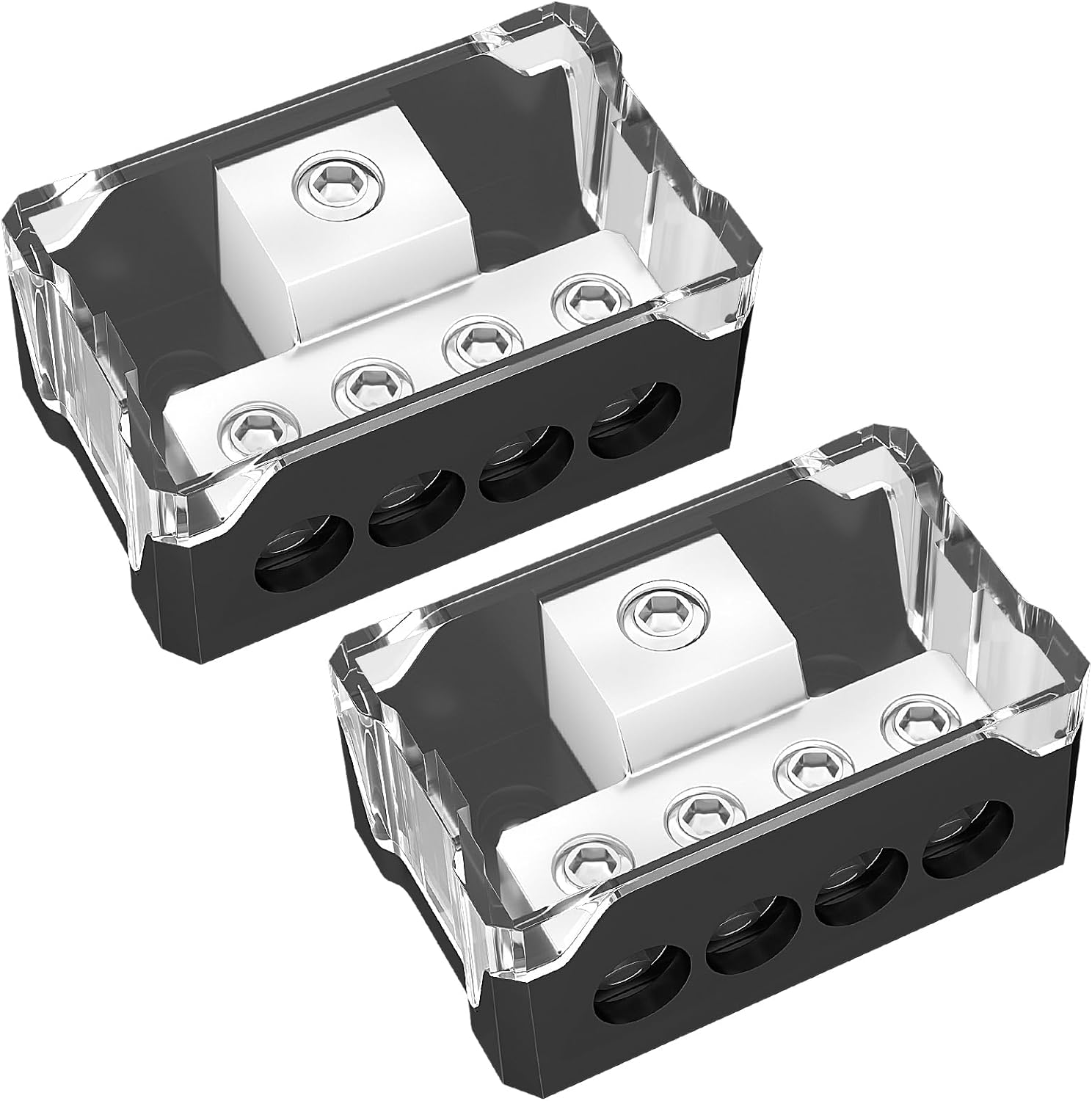 ALUED 4 Way Power Distribution Block Car Audio 0/2/4 Gauge Input 4/8/10