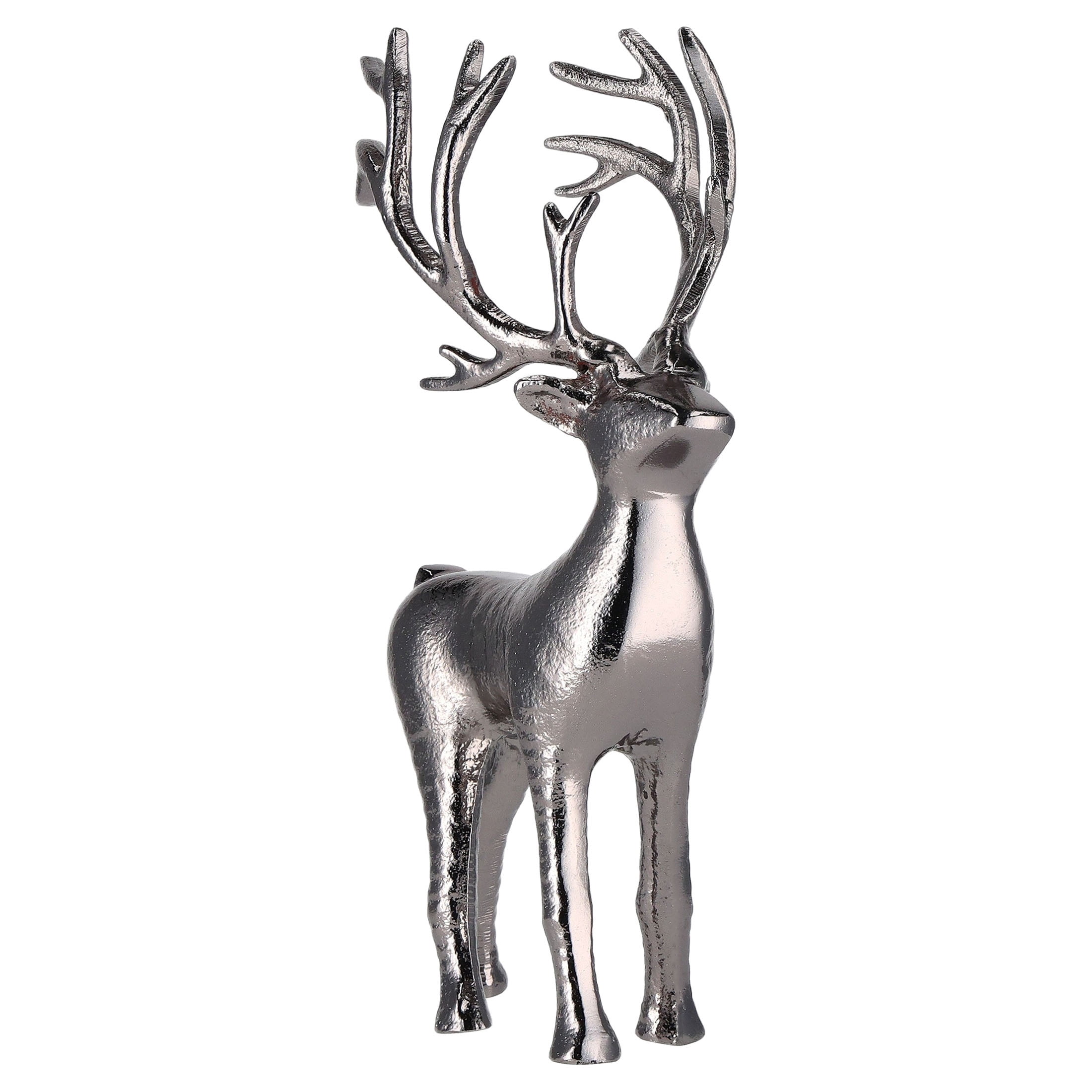 Holiday Time Aluminum Casted Standing Reindeer Christmas Decoration, Black, 12.25-inch