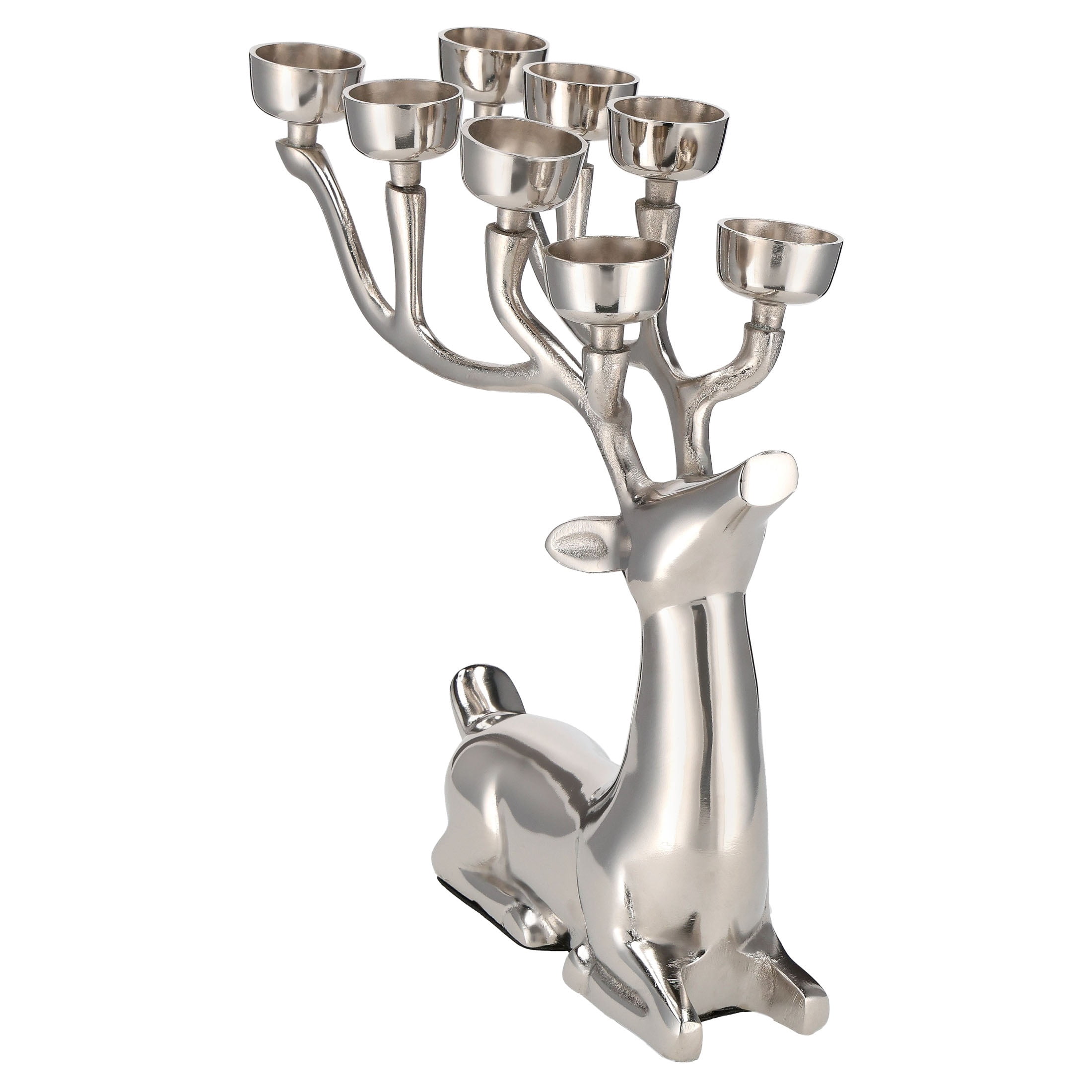 My Texas House Aluminum Sitting Reindeer with Tealight Holders, Silver, 13.5"