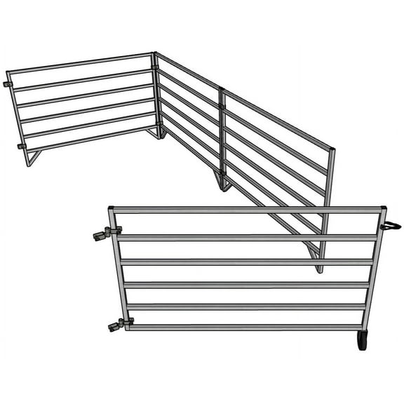 ALUMINUM 5 FT X 10 FT 6 RAIL 40" TALL SHEEP & GOAT ADD-ON STALL KIT PANEL PEN