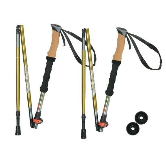 Ozark Trail Aluminum Folding Quick Lock Trekking Poles with Cork Grip, 2 Hiking Poles