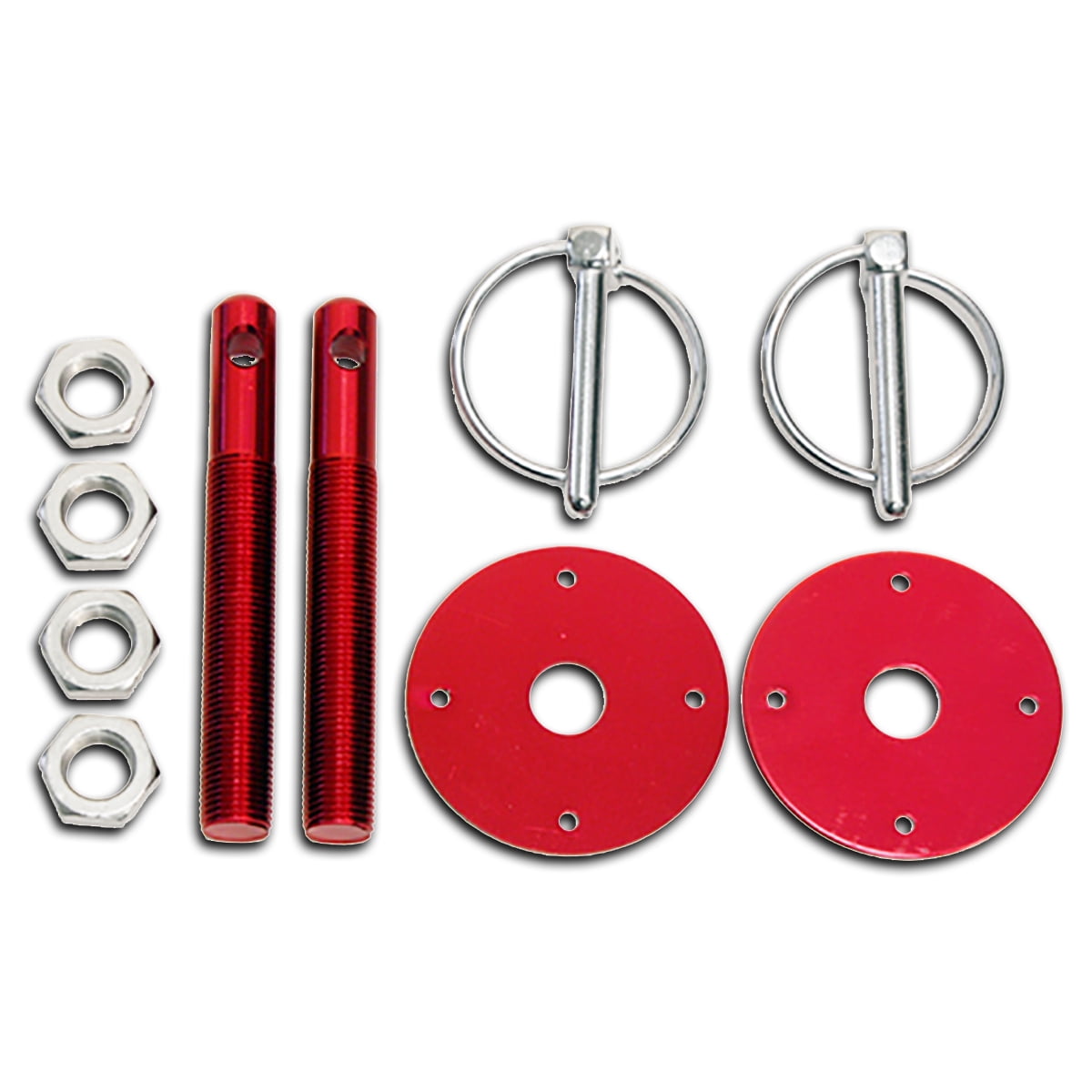 ALUMINUM HOOD PIN KIT FLIPOVER STYLE RED