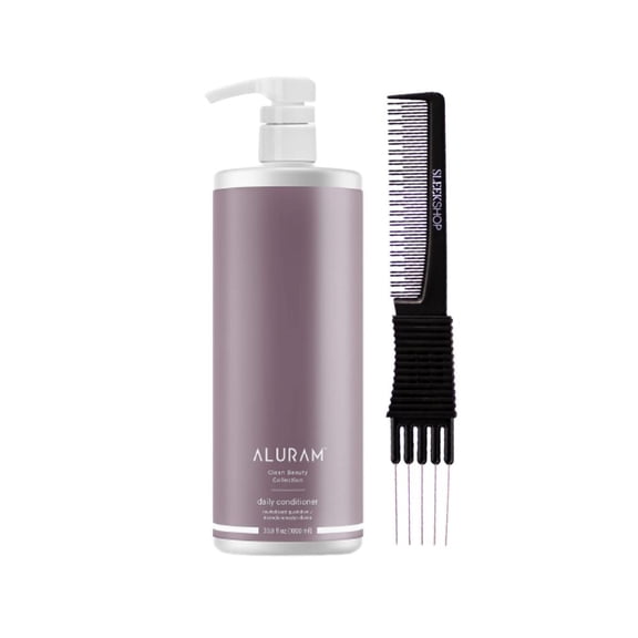 ALURAM Clean Beauty Collection Daily Conditioner (33.8 oz) with SLEEKSHOP Teasing Comb Pack of 1