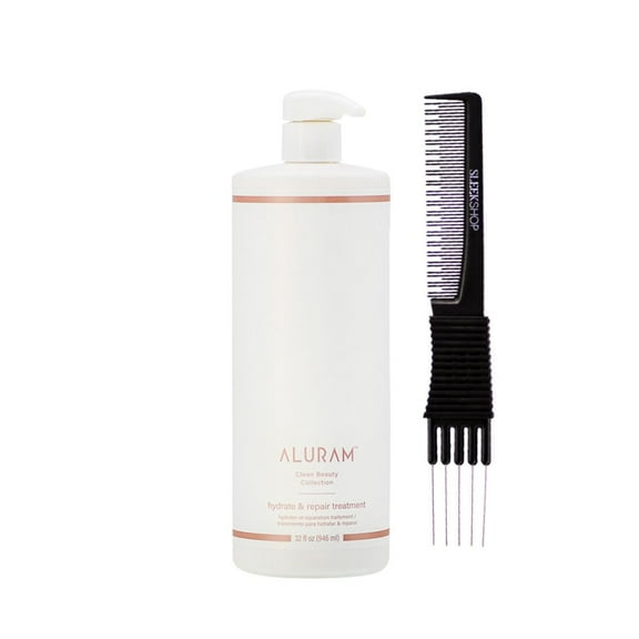 ALURAM Clean Beauty Collection Hydrate & Repair Treatment (32 oz) with SLEEKSHOP Teasing Comb Pack of 1