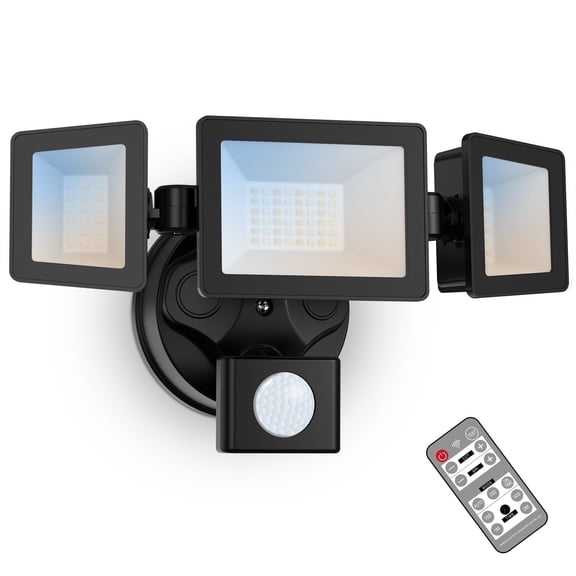 ALUSSO 40W LED Security Light Motion Sensor, 4000LM Outdoor Lamp, 3 Head Adjustable, IP65 Waterproof, 3000K-6500K Wall Fixture for Entryway, Yard, Garage