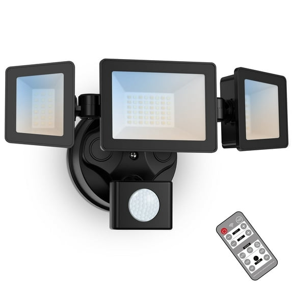 ALUSSO 40W LED Security Light Motion Sensor, 4000LM Outdoor Lamp, 3 Head Adjustable, IP65 Waterproof, 3000K-6500K Wall Fixture for Entryway, Yard, Garage
