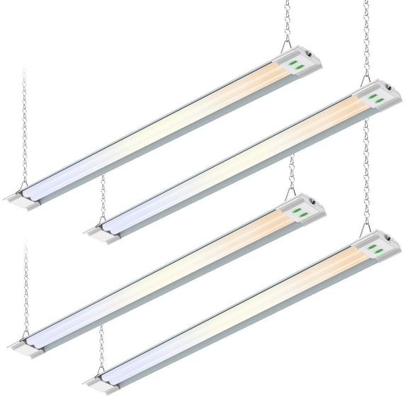 ALUSSO 4FT LED Shop Lights for Workshop, 3CCT Shop Lights 3000K/4000K/5000K Selectable, 5000LM Super Bright Ceiling Lights 30W/40W/50W Adjustable, Linkable LED Light Fixture for Garage, 4 Pack