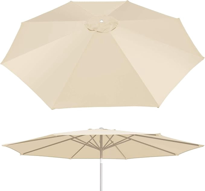 ALUVIERA 10' Umbrella Canopy Top Cover Patio Replacement Top Cover 8 Ribs Outdoor Sunshade