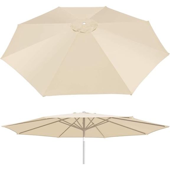 ALUVIERA 10' Umbrella Canopy Top Cover Patio Replacement Top Cover 8 Ribs Outdoor Sunshade