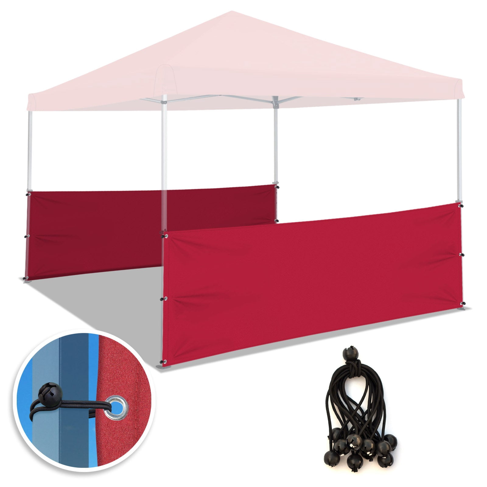 ALUVIERA 10x3' Canopy Half Wall Outdoor Gazebo Side Panels for Pop Up Tent Gazebo Shelter w/Ball bungees(2 Pack, Burgundy)
