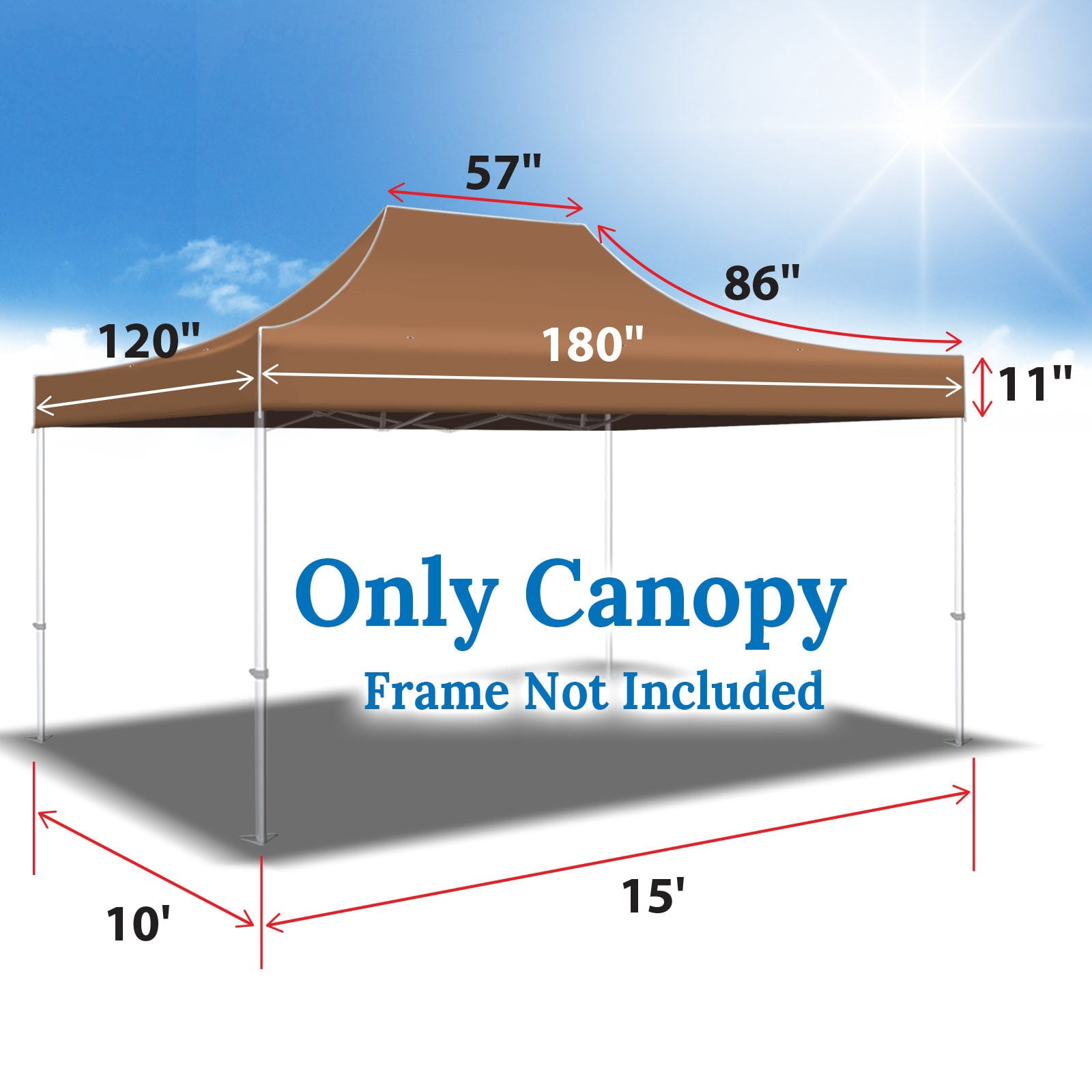 ALUVIERA 15'x10' Pop Up Canopy Top Canopy Tent Replacement Top Gazebo Tent Cover (Brown)