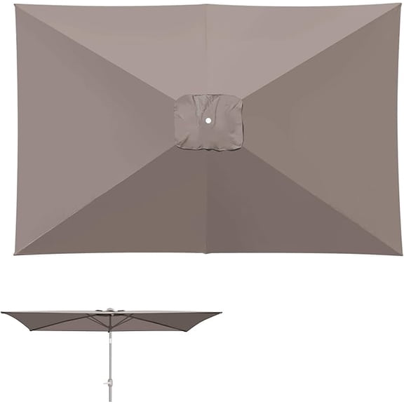 ALUVIERA 6-Rib 10'x6.5' Patio Umbrella Replacement Canopy for Outdoor