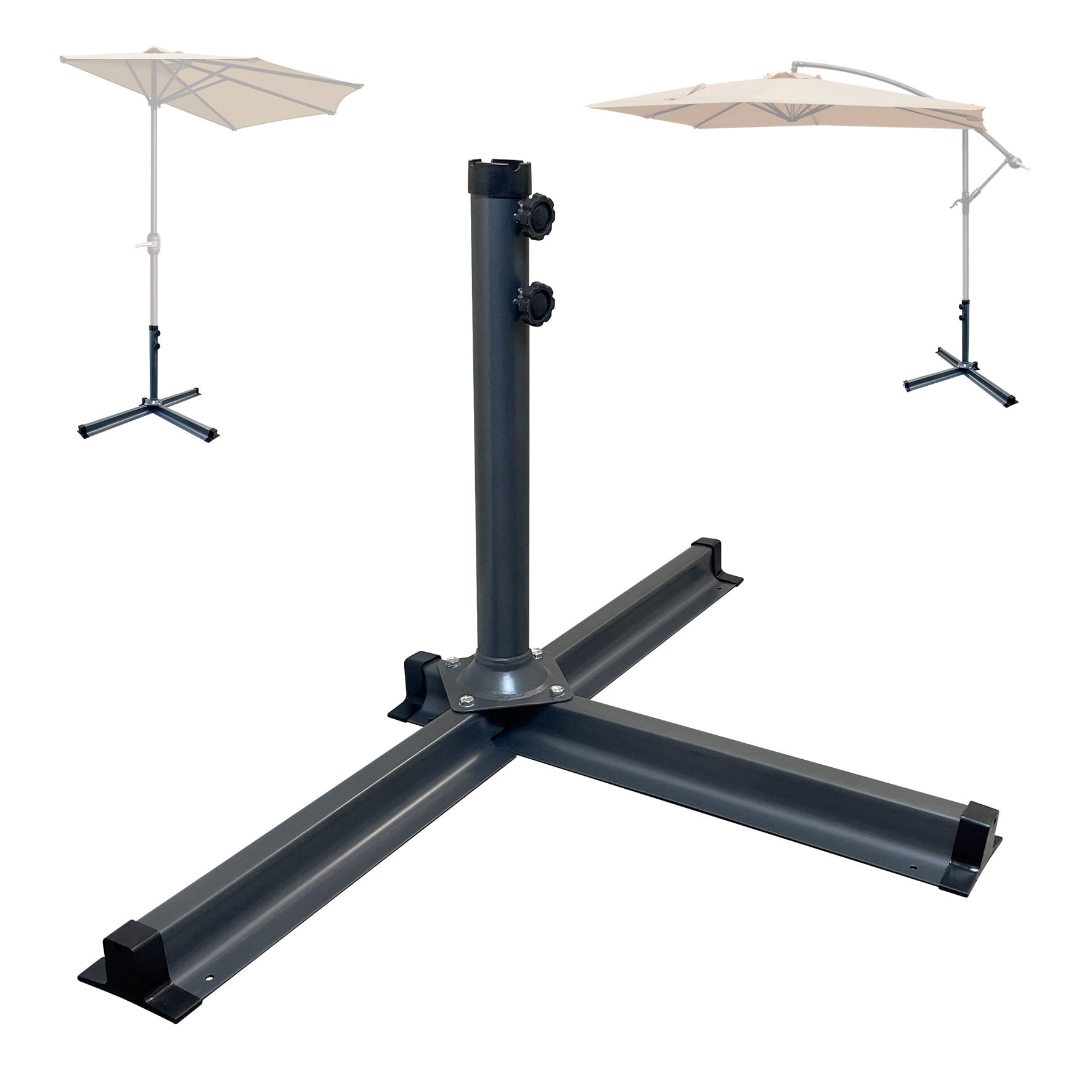 ALUVIERA Heavy Duty Patio Umbrella Cross Brace Stand Universal for Outdoor Patio Umbrella, T Base, Dark Grey