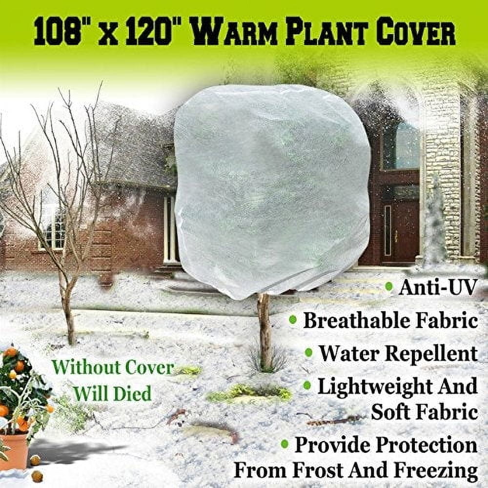 ALUVIERA Multi-Size Plant Covers Freeze Frost Protection,Warm Frost Cloth Plant Covers for Winter Frost Protection for Potted Plants Fruit Trees (120''x108'',1pcs)