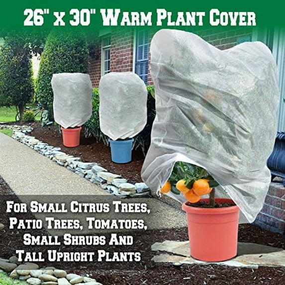 ALUVIERA Multi-Size Plant Covers Freeze Frost Protection,Warm Frost Cloth Plant Covers for Winter Frost Protection for Potted Plants Fruit Trees (26''x30'',6pcs)
