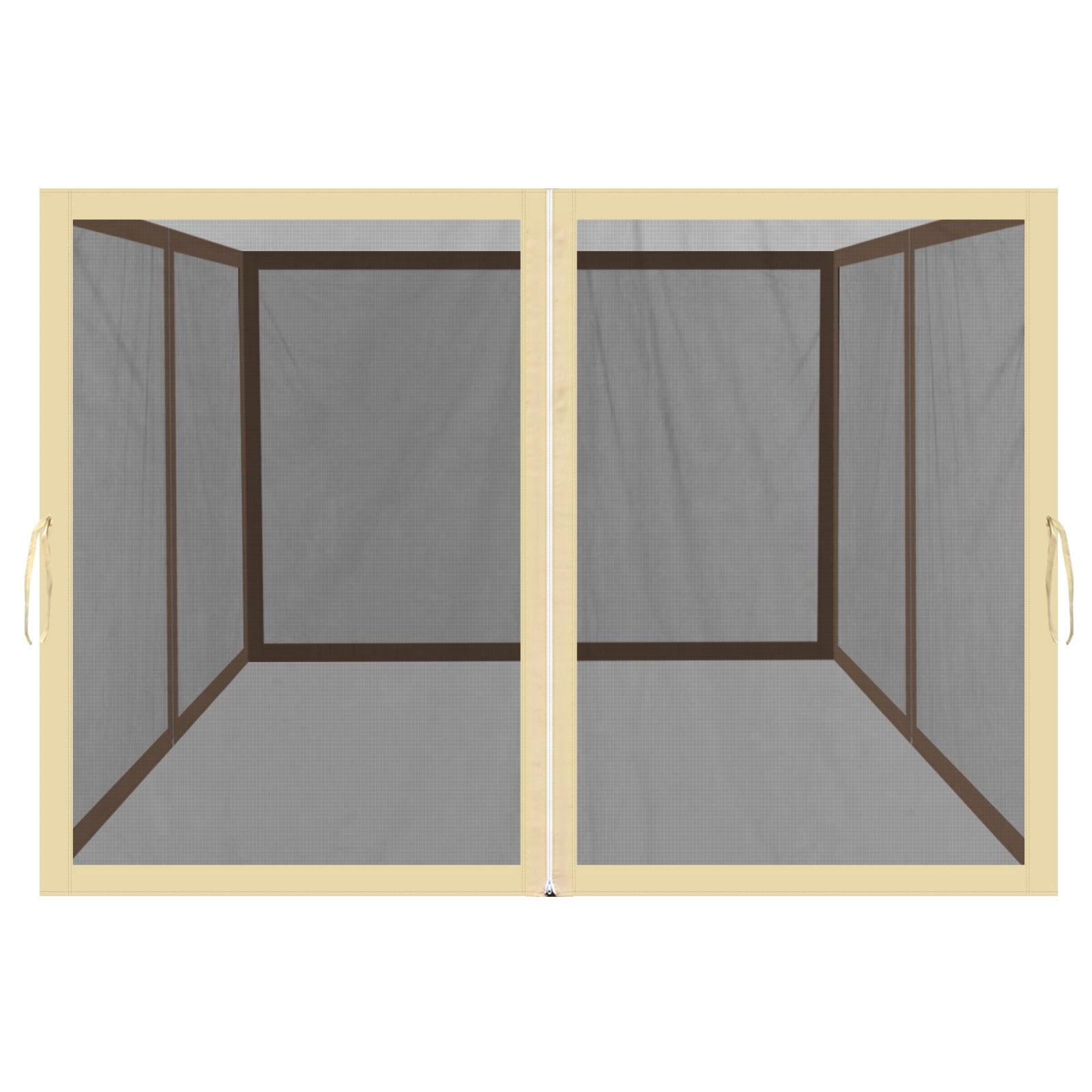 ALUVIERA Replacement Mosquito Netting for 10' x 10' Gazebo, Zippered Mesh Sidewalls Only, Pack of 4 (10' L X 6.4' W for 10' x 10' Gazebo, Beige)
