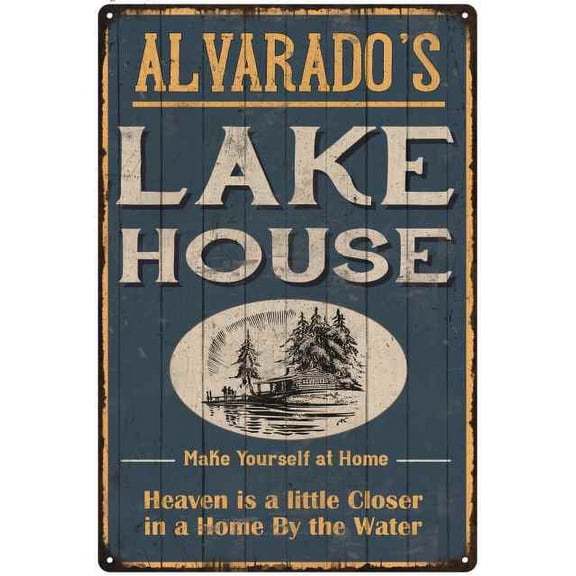 ALVARADO'S Lake House Blue Cabin Home Decor Gift 8x12 Metal 208120038294