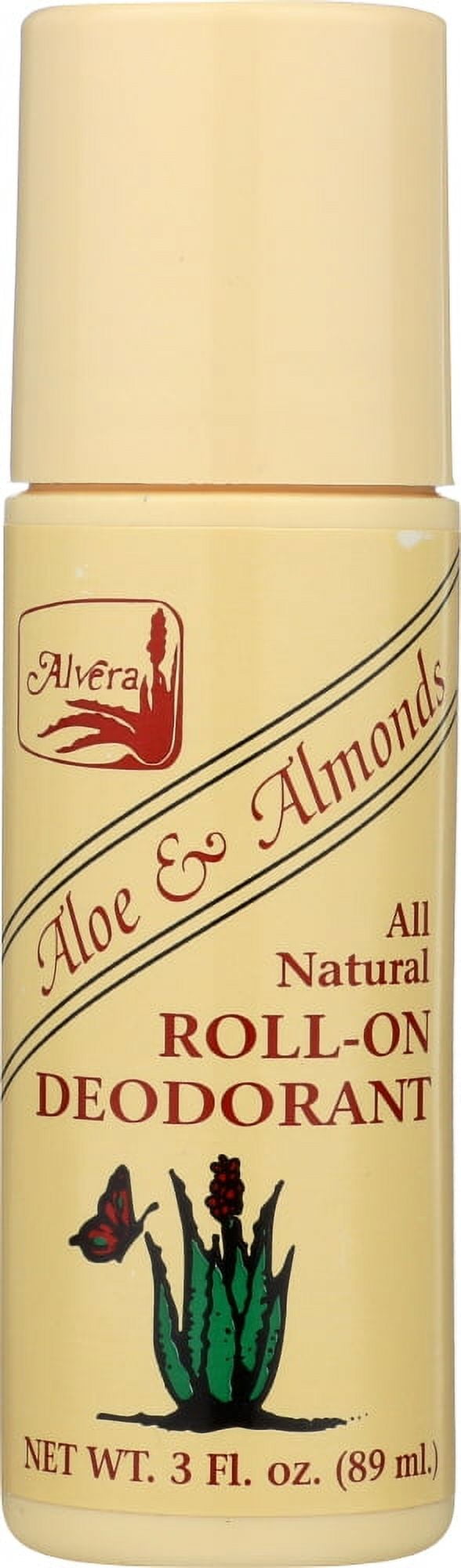 ALVERA All Natural RollOn Deodorant Aloe and Almonds, 3 oz