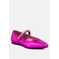 thumbnail image 1 of ALVERNO Metallic Diamante Mary Jane Leather Flats In Fuchsia, 1 of 6