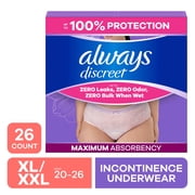 Always Discreet - Adult Diapers for Women Size XL/XXL, 26 Count
