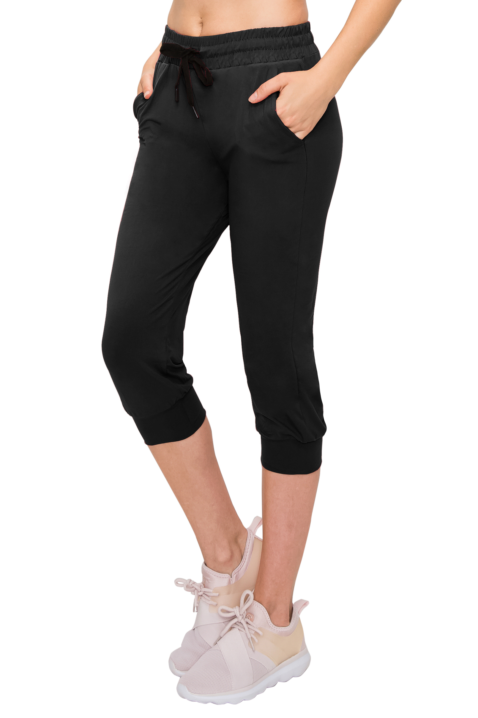 ALWAYS Buttery Soft Capri Jogger Pants with Pockets Black US M (Tag L