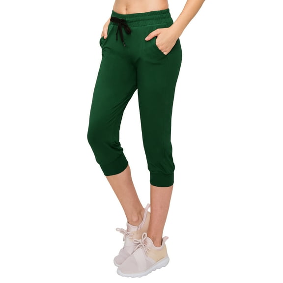 ALWAYS Capri Jogger Pants, Women's Casual Slim Bottoms Hunter Green US XL