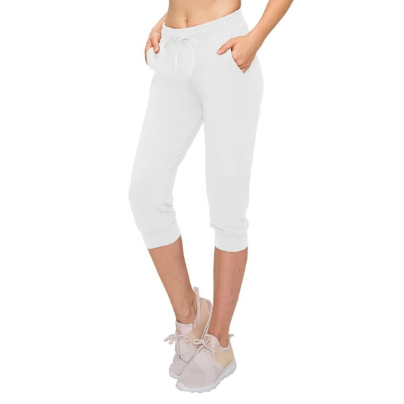 ALWAYS Capri Jogger Pants, Women's Casual Slim Bottoms White 3XL