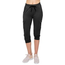 ALWAYS Cargo Capri Joggers for Women - Super Soft Casual Lounge Yoga Pants Black 2XL