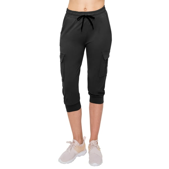 ALWAYS Cargo Capri Joggers for Women - Super Soft Casual Lounge Yoga Pants Black L
