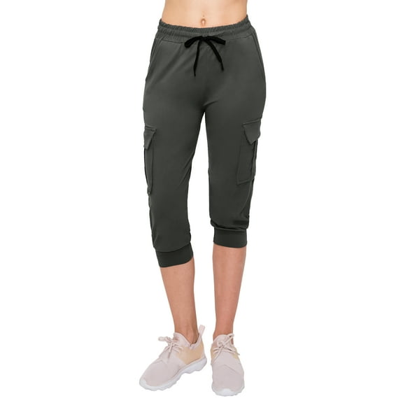 ALWAYS Cargo Capri Joggers for Women - Super Soft Casual Lounge Yoga Pants Charcoal 2 L