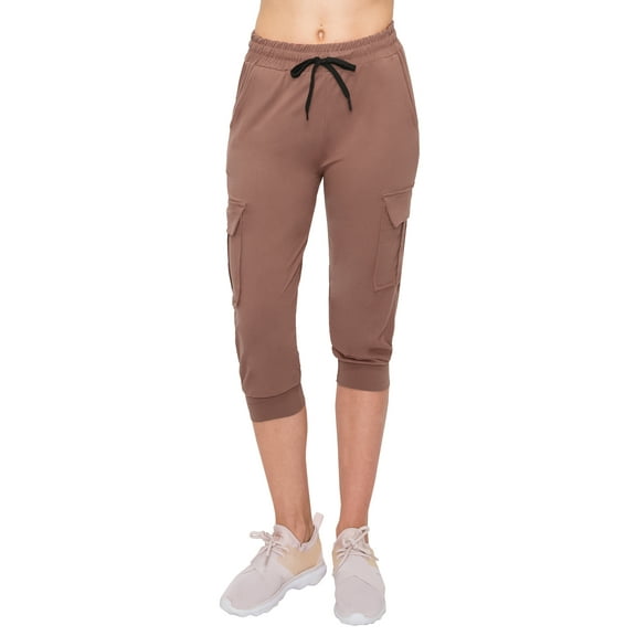 ALWAYS Cargo Capri Joggers for Women - Super Soft Casual Lounge Yoga Pants Tan L