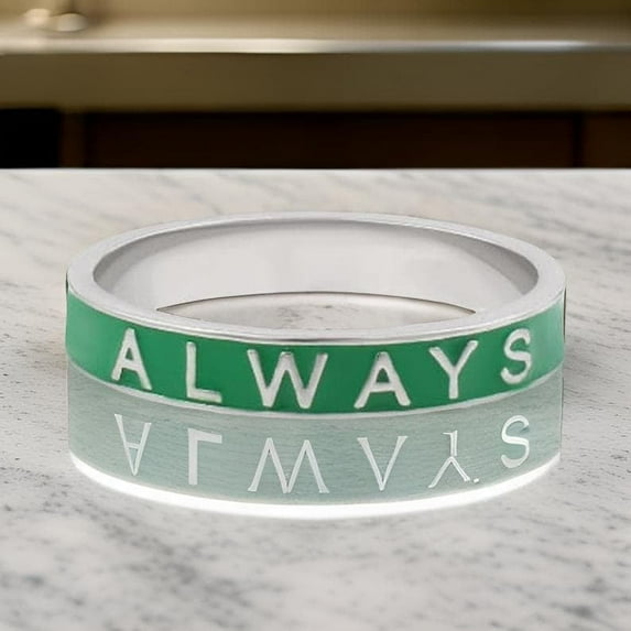 ALWAYS Ring - Personalized Enamel Ring - 4mm Wide Enamel Stacking Band - Customized Enamel Band- Proposal Ring - Wedding Band - High Quality