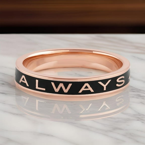 ALWAYS Ring - Personalized Enamel Ring - 4mm Wide Enamel Stacking Band - Customized Enamel Band- Proposal Ring - Wedding Band - High Quality