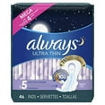 thumbnail image 1 of ALWAYS Ultra Thin Size 5 Extra Heavy Overnight Pads With Wings Unscented, 46 Count, 1 of 3