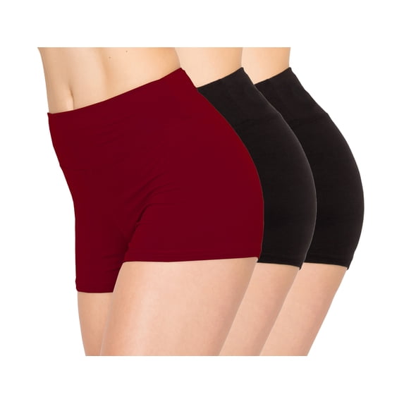ALWAYS Women Boyshort Underwear Panties - Soft Stretch Boxer Brief Yoga Shorts 3 Pack Black Burgundy Medium