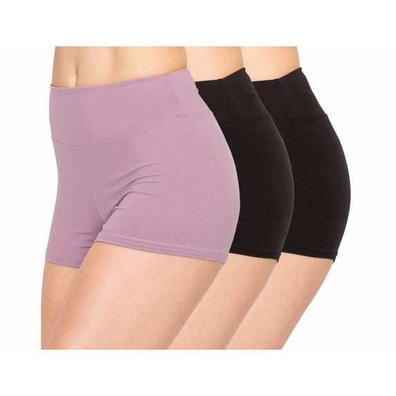 ALWAYS Women Boyshort Underwear Panties - Soft Stretch Boxer Brief Yoga Shorts 3 Pack Black Lavender X Large