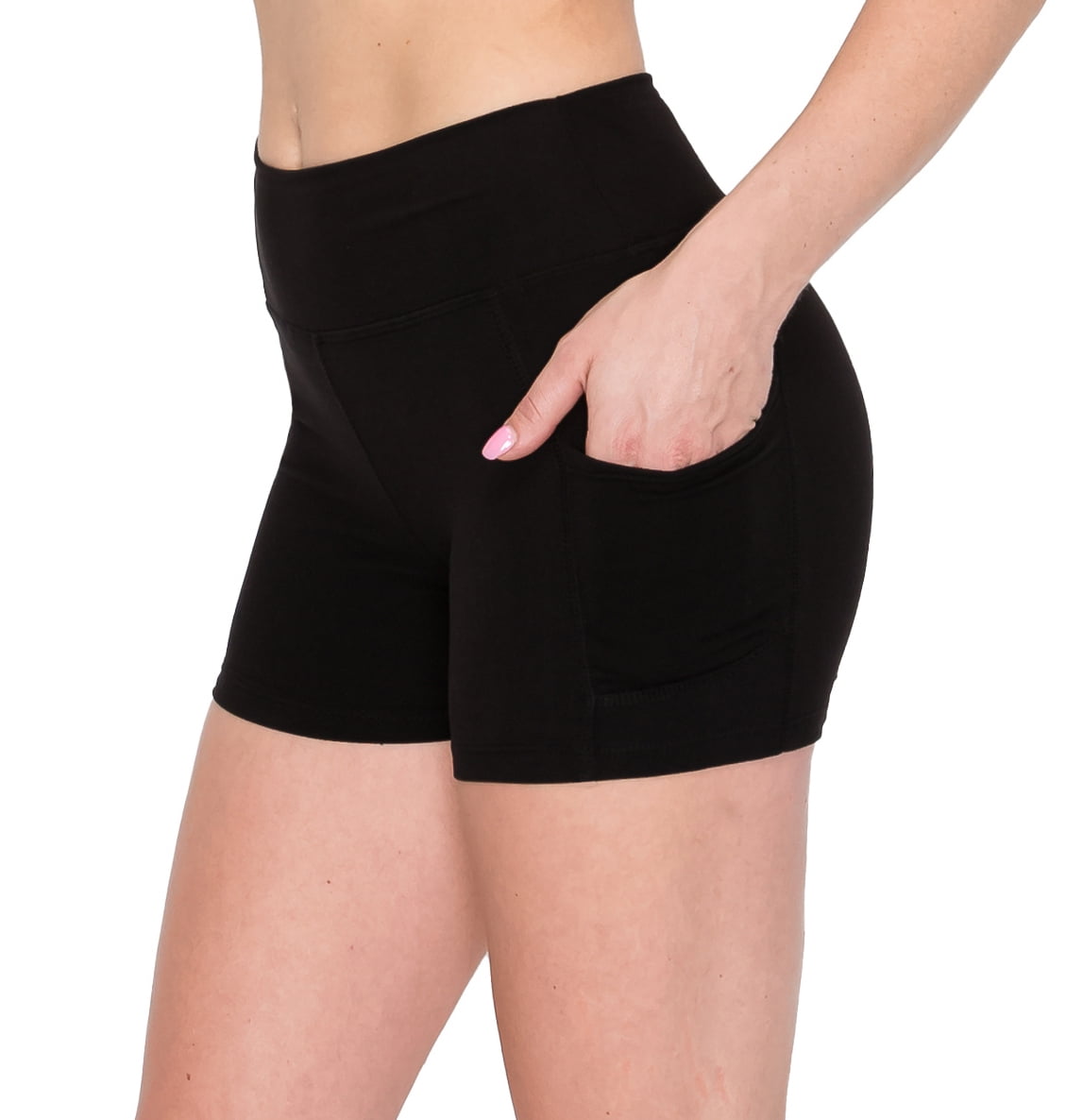 ALWAYS Women's 3 Soft Yoga Shorts with Side Pockets Black XL