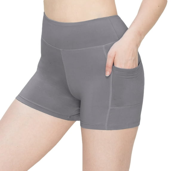 ALWAYS Women's 3" Soft Yoga Shorts with Side Pockets Charcoal XS