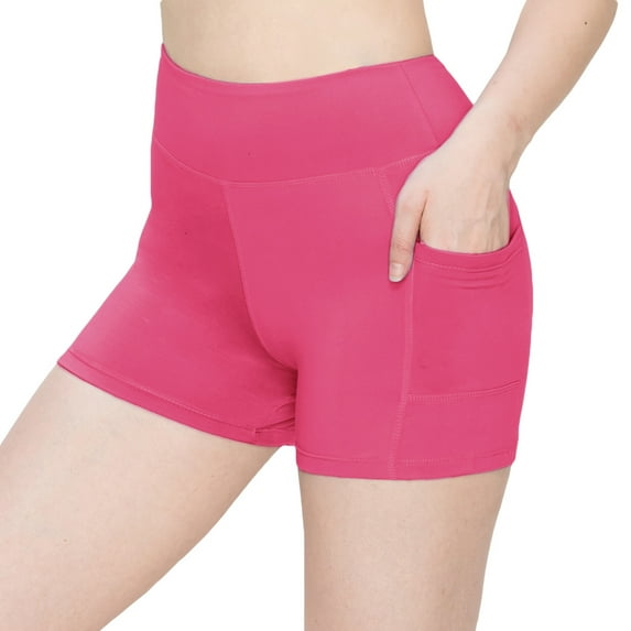 ALWAYS Women's 3" Soft Yoga Shorts with Side Pockets Fuchsia XS