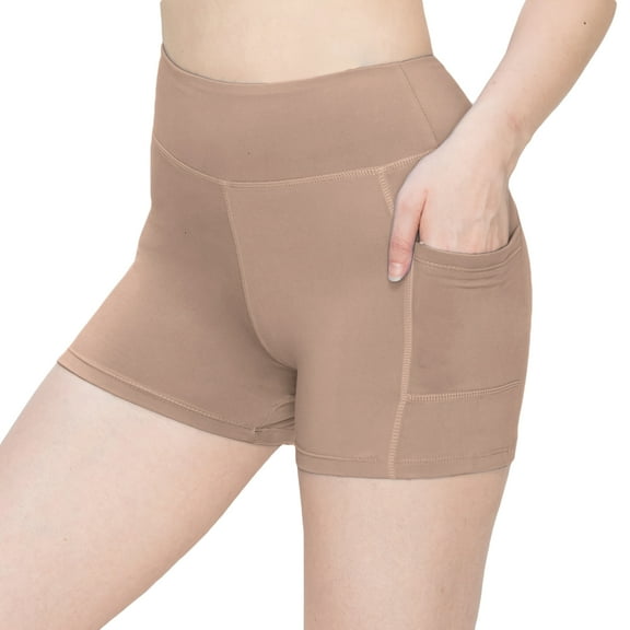 ALWAYS Women's 3" Soft Yoga Shorts with Side Pockets Tan S
