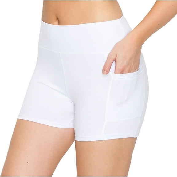 ALWAYS Women's 3" Soft Yoga Shorts with Side Pockets White M