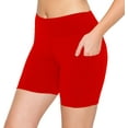 thumbnail image 1 of ALWAYS Women's 5" Soft Yoga Biker Shorts with Pockets Red S, 1 of 1