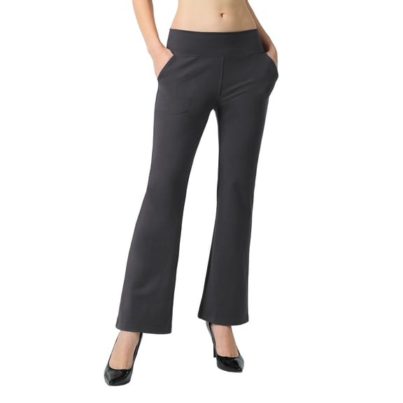 ALWAYS Women’s Bootcut Yoga Pants with Pockets – High Waist Stretch Work Pants Flare Leg Comfy Lounge Fit Charcoal Large