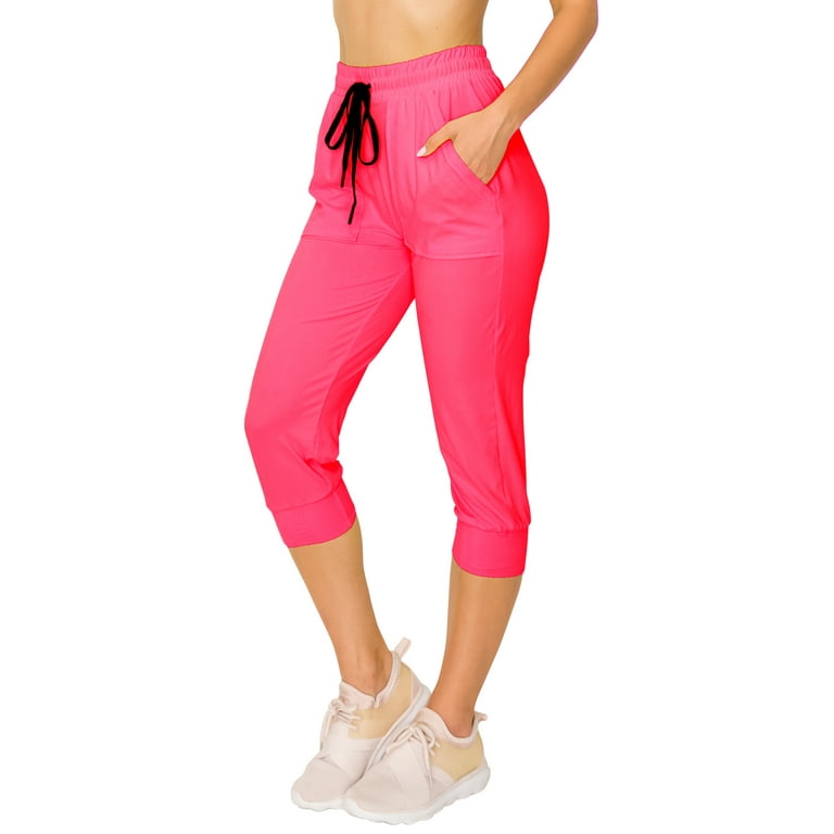 ALWAYS Women s Capri Jogger Sweat PANTS Lightweight Neon Pink with Pork Chop Pockets 2XL Walmart