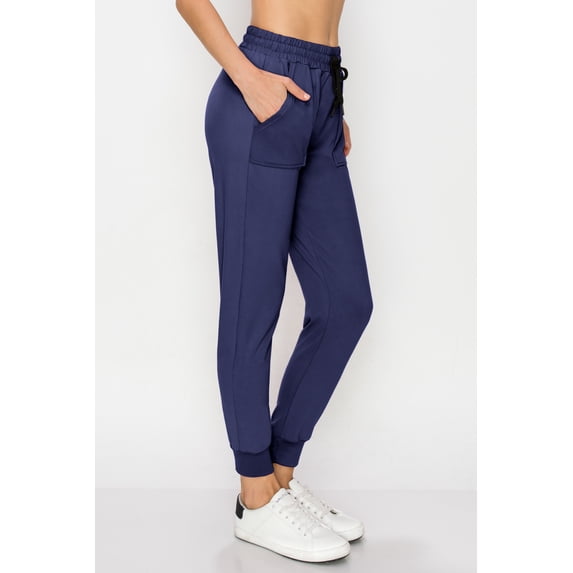 ALWAYS Women Jogger Sweatpants - Super Soft Stretch Lightweight Drawstrings Pants with Pork Chop Pockets Navy 2XL
