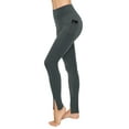 thumbnail image 1 of ALWAYS Women's High Waist Front Slit Active Leggings Charcoal2 Medium, 1 of 5