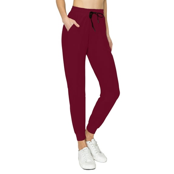 ALWAYS Women's Jogger Pants Premium Soft Sweatpants with Pockets Burgundy US M (Tag L/XL)