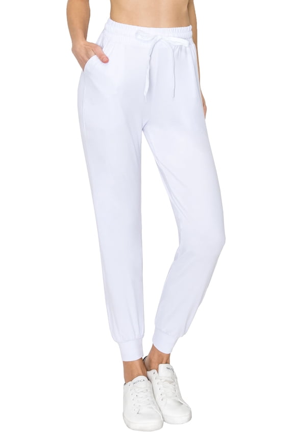 Women's Jogger Pants Premium Soft Sweatpants with Pockets White US 2XL