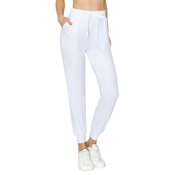 ALWAYS Women's Jogger Pants Premium Soft Sweatpants with Pockets White US L (Tag 1XL/2XL)